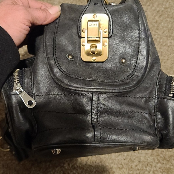 Auth. Bl. Leather Chloé bag